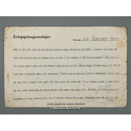 174 - A postcard written by Flight Lieutenant Roger G. Simmons (prisoner no. 1350) dated 6th February 1944... 