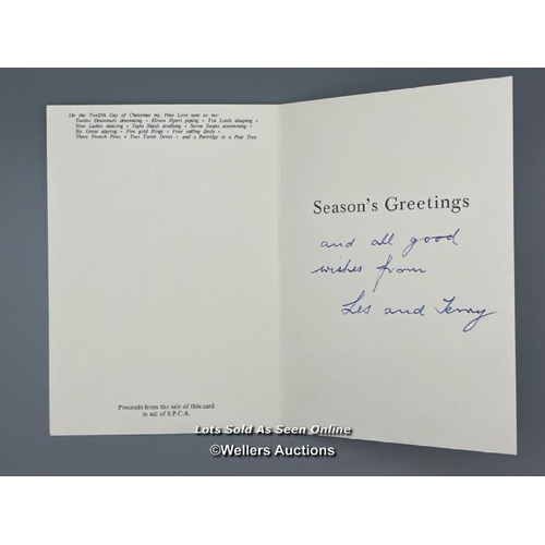 175 - A Christmas card sent by Flight Lieutenant Leslie Broderick of 106 Squadron and his wife Jenny. 

Af... 