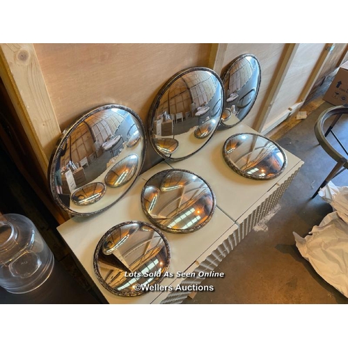 19 - Six circular wall mirrors, lsa glass vase and Villeroy & Boch porcelain vase / Container No: XX02321