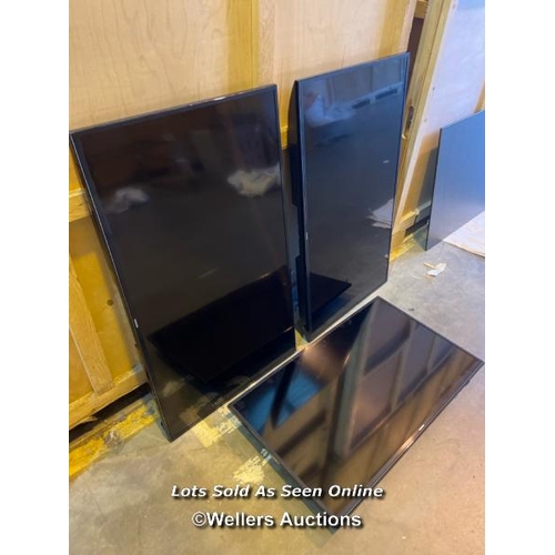 44 - Three samsung tvs, two UE48JU6400K, one UE40JU6400K, untested and without power cables / Container N... 