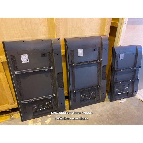 44 - Three samsung tvs, two UE48JU6400K, one UE40JU6400K, untested and without power cables / Container N... 