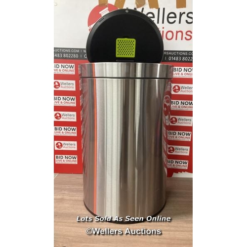 6679 - EKO STAINLESS STEEL SEMI-ROUND MOTION SENSOR BIN - 47L / SIGNS OF USE / DENT / SEE IMAGES  / P3