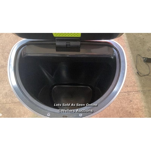 6679 - EKO STAINLESS STEEL SEMI-ROUND MOTION SENSOR BIN - 47L / SIGNS OF USE / DENT / SEE IMAGES  / P3