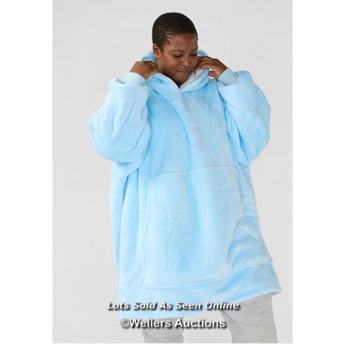 KUDD.LY HOODED TEDDY FLEECE SHERPA BLANKET SKY BLUE NEW / G99