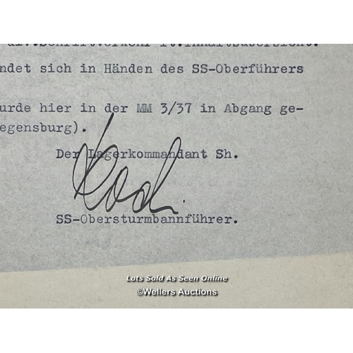 184 - An original SS (Schutzstaffel) form dated 6th April 1937 regarding personal documents of SS-Oberfuhr... 