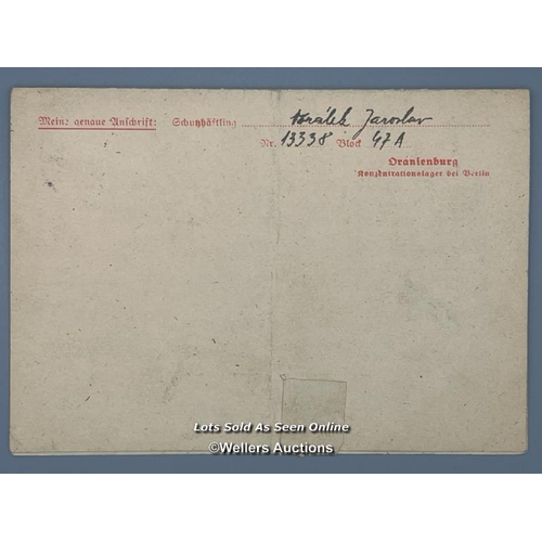 189 - An original letter from Sachsenhausen Concentration Camp dated 21st November 1943 during WW2. The le... 