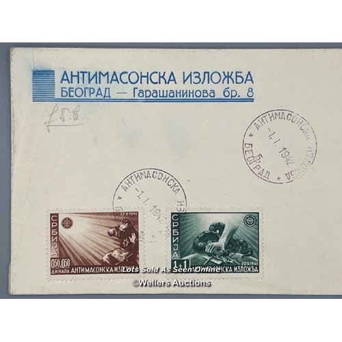 191 - A commemorative first day cover from 1st January 1942 showing how the Bolsheviks and Free Masons wer... 