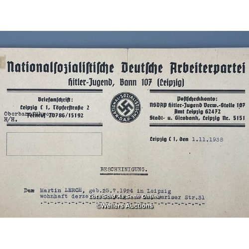 194 - An original National Socialist German Workers Party NSDAP type-written letter from Hitler Youth Admi... 