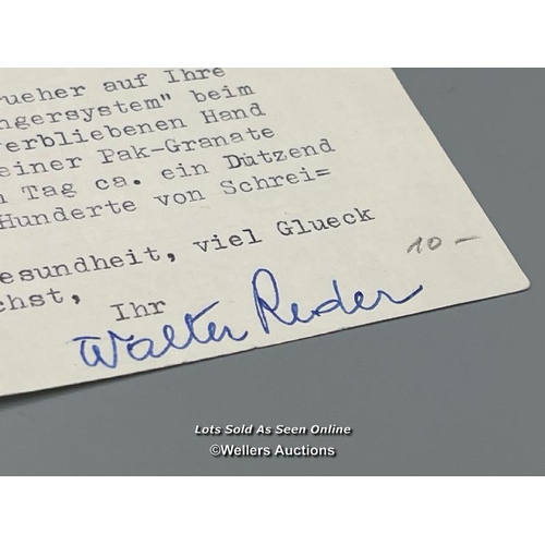 195 - A type -written letter by SS Kommandeu Walter Reder, one of the most well-known SS war criminals to ... 