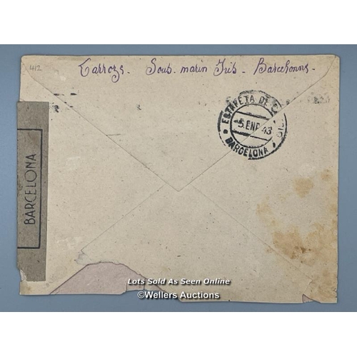 196 - An original envelope cover sent by a crew member from the Minerve-class submarine 'Iris' (Q188) whic... 