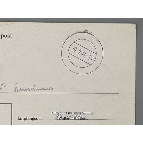 200 - An original postcard addressed to resistance worker Mrs Brusselmans at 127 Chausse Discelles, in Bel... 