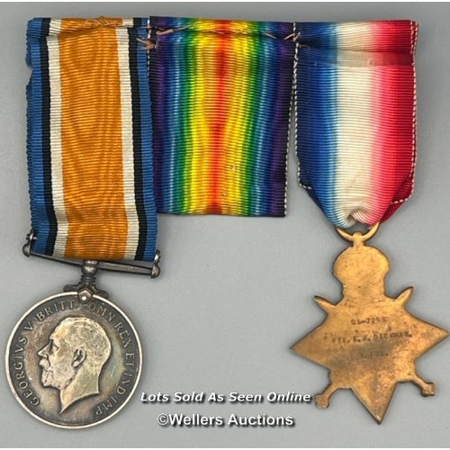 202 - Two genuine First World War (WW1) medals awarded to Private F. J. Dickman, Royal Fusiliers (also kno... 