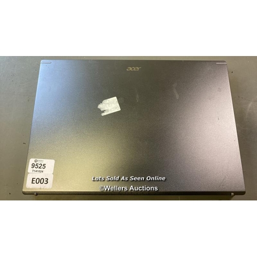 9525 - LAPTOP: ACER CORE 15-1235U @1.3GHZ 8GB RAM 500GB HD WIN 11