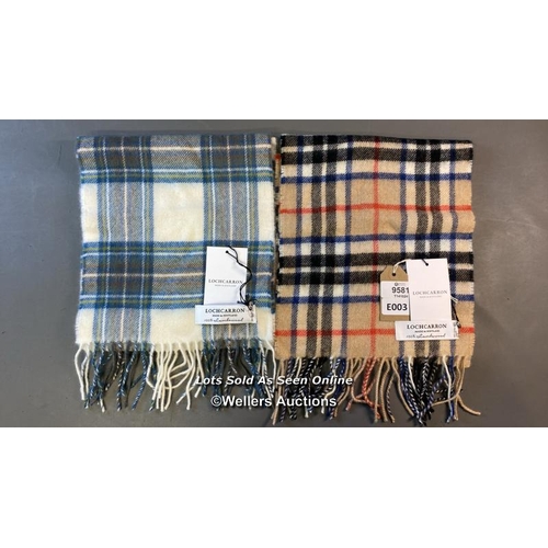 9581 - SCARF LOCHCARRON MADE IN SCOTLAND 100% LAMBSWOOD X2 - BRAND NEW