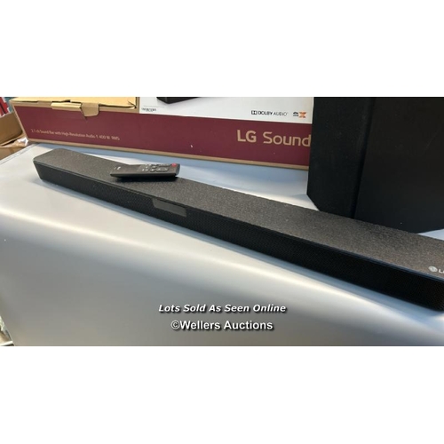 8191 - LG SN5 SOUNDBAR  / POWERS UP AND CONNECTS TO BLUETOOTH WITH SOUND / SIGNS OF USE, WITH REMOTE, BOX A... 