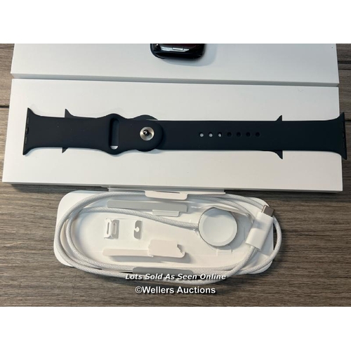 8206 - APPLE WATCH SERIES 9 GPS, 45MM MIDNIGHT ALUMINIUM CASE WITH MIDNIGHT SPORT BAND M/L, MR9A3QA/A / POW... 