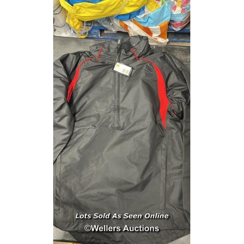 45 - KIDS NEW AKAO RAIN JACKET - BLACK AND RED - MEDIUM  / C31