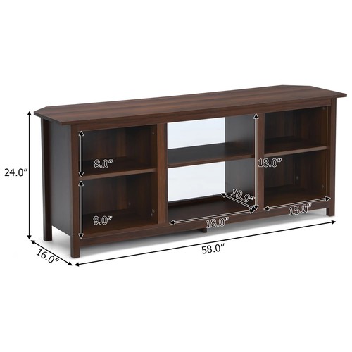 2066 - TV STAND 58 INCH ENTERTAINMENT MEDIA CONSOLE CENTER UP TO 65 INCH COFFEE WITH 2 TIERS / BACKDOOR