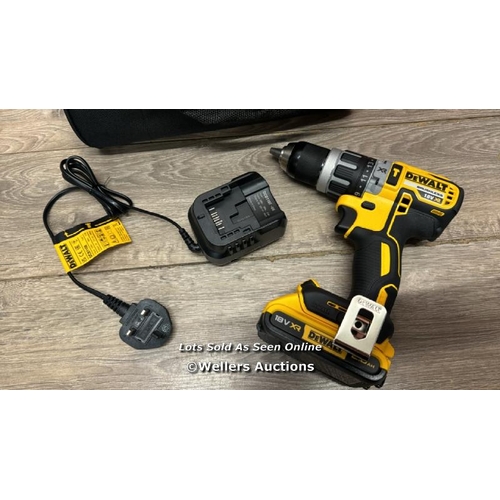 2099 - DEWALT DCD796 18V HAMMER DRILL WITH 2.0AH BATTERY, CHARGER AND BAG / APPEARS NEW OPEN BOX / E12