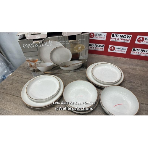 2125 - OVER & BACK STONEWARE DINNERWARE SET / SOME MARKS ON THE BOWLS / NOT COMPLETE / MINIMAL SIGNS OF USE... 