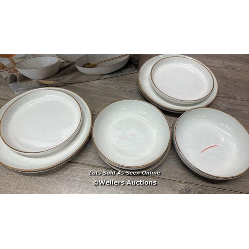 2125 - OVER & BACK STONEWARE DINNERWARE SET / SOME MARKS ON THE BOWLS / NOT COMPLETE / MINIMAL SIGNS OF USE... 