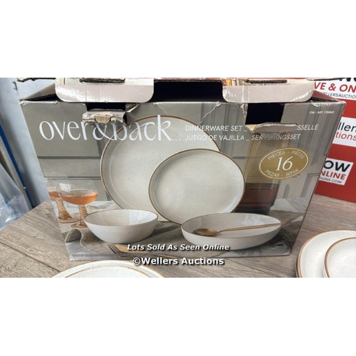 2125 - OVER & BACK STONEWARE DINNERWARE SET / SOME MARKS ON THE BOWLS / NOT COMPLETE / MINIMAL SIGNS OF USE... 