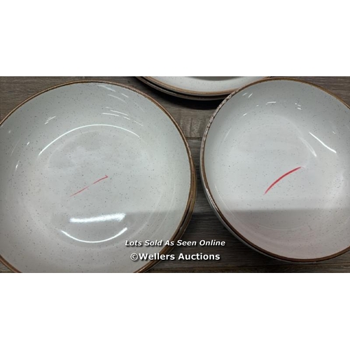 2125 - OVER & BACK STONEWARE DINNERWARE SET / SOME MARKS ON THE BOWLS / NOT COMPLETE / MINIMAL SIGNS OF USE... 