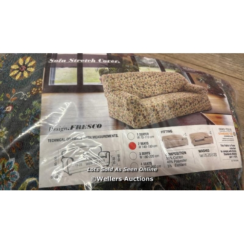 2145 - DESIGN FRESCO SOFA STRETCH COVER - 140CMX180CM (2 SEATER) / NEW / APPEARS NEW OPEN BOX / E21