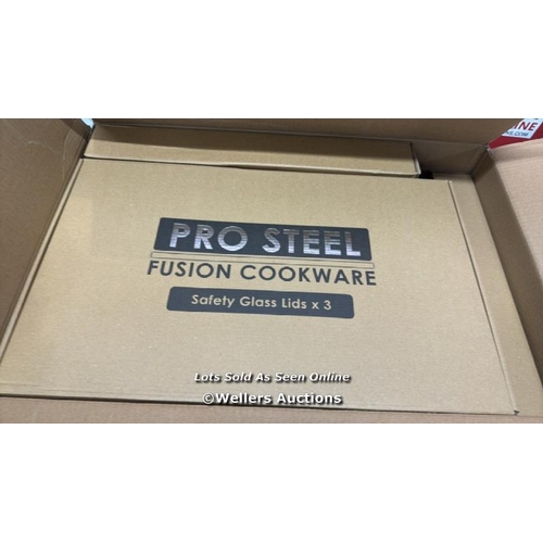 2149 - PRO STEEL FUSION 7 PIECE COOKWARE SET / APPEARS NEW OPEN BOX / E21