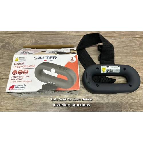 2184 - SALTER DIGITAL LUGGAGE SCALE / POWERS UP / MINIMAL SIGNS OF USE / E22