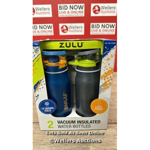 2196 - ZULU STAINLESS STEEL WATER BOTTLE 414ML / MINIMAL SIGNS OF USE / E24