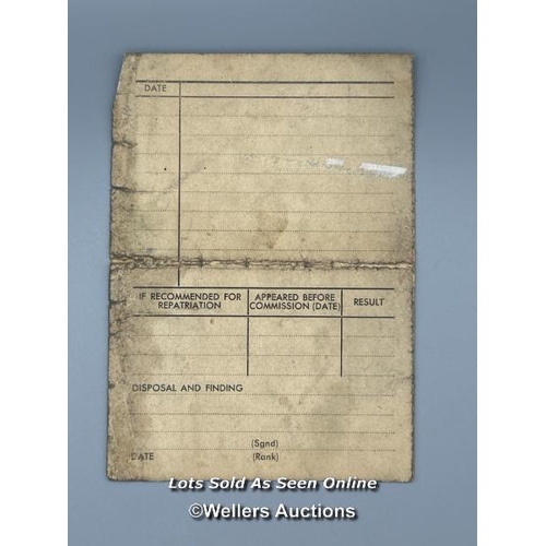 209 - A remarkable original wartime medical record booklet belonging to Royal Field Wing Albert Marks, a p... 