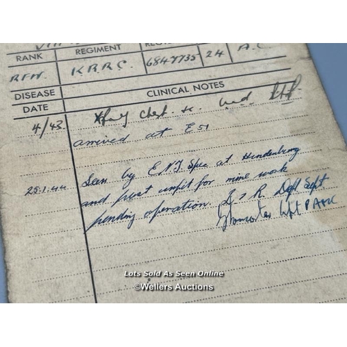 209 - A remarkable original wartime medical record booklet belonging to Royal Field Wing Albert Marks, a p... 