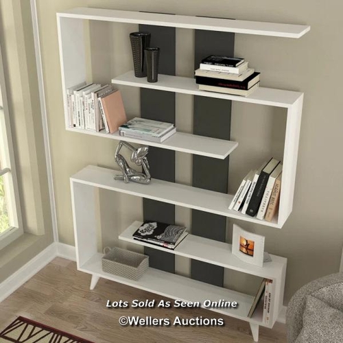 8013 - RRP: £63.99 - FJORDE & CO BOUCHARD BOOKCASE WHITE - ANTHRACITE FRAME COLOUR: WHITE ***PLEASE NOTE***... 