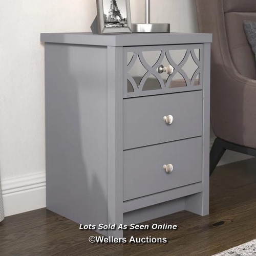 8025 - RRP: £81.99 - ROSDORF PARK IRIS 3 DRAWER BEDSIDE TABLE COLOUR: GREY ***PLEASE NOTE*** THIS ITEM CAN ... 