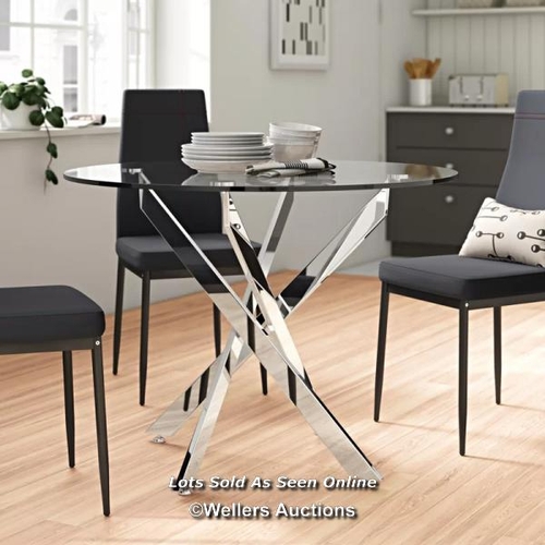 8035 - RRP: £259.99 - ZIPCODE DESIGN LEXINGTON ROUND DINING TABLE FOR DINING ROOM FURNITURE, GLASS TOP AND ... 