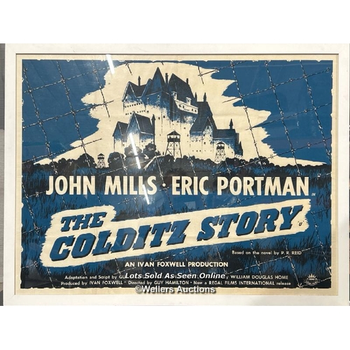 256 - The Colditz Story (1955) British Quad film poster, starring John Mills and Eric Portman. Framed and ... 