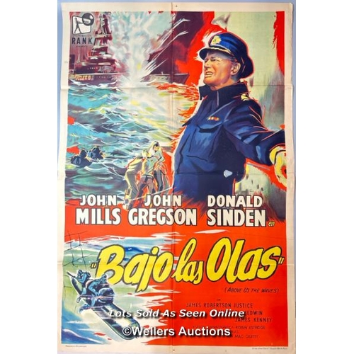 262 - Bajo Las Olas (Above Us the Waves, 1955) Argentinian One Sheet film poster starring John Mills, John... 