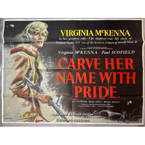 265 - Carve Her Name with Pride (1958) starring Virginia McKenna and Paul Scofield, British Quad film post... 