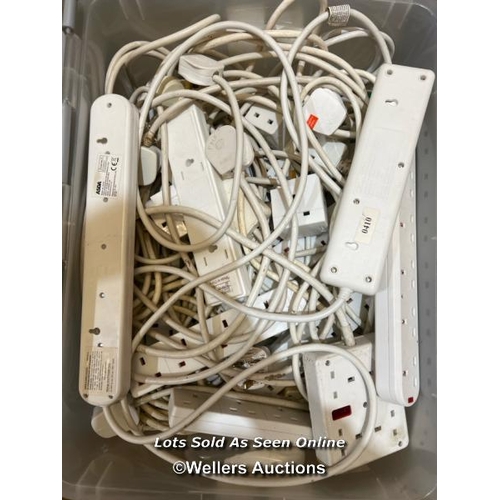 13 - Box of assorted extension leads and other electricals / Container no. BM000130