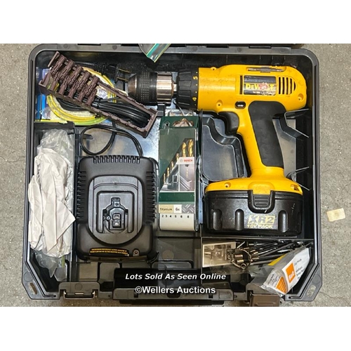 14 - Dewalt DW995 drill with battery and charger / Container no. BM000130