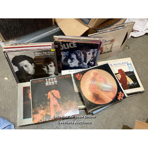 26 - Box of vinyl records inc. Tears for Fears, The Police, Talkin Heads etc / Container no. BM000130