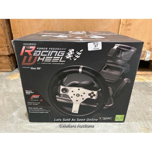 37 - Xbox 360 wireless racing wheel / Container no. BM000130