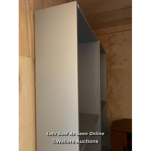 69 - Two grey shelving units, 180cm (h) x 78cm (w) x 29cm (d) / Container no. BM000847