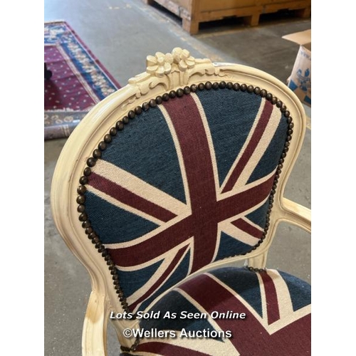 70 - Vintage look, throne style Great Britain chair ,91cm (h) x 64cm (w) x 48cm (d) / Container no. BM000... 