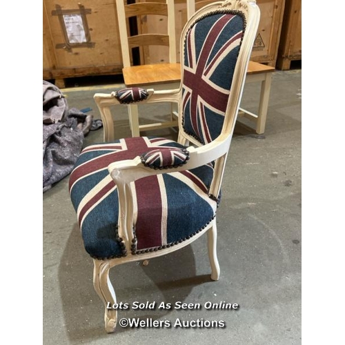 70 - Vintage look, throne style Great Britain chair ,91cm (h) x 64cm (w) x 48cm (d) / Container no. BM000... 