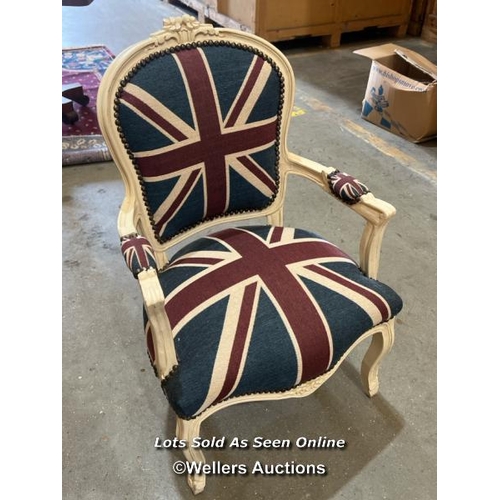 70 - Vintage look, throne style Great Britain chair ,91cm (h) x 64cm (w) x 48cm (d) / Container no. BM000... 