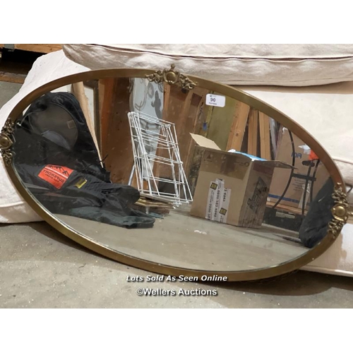 90 - 19th C oval mirror, 80cm (w) x 46cm (h) / Container no.  BM000508