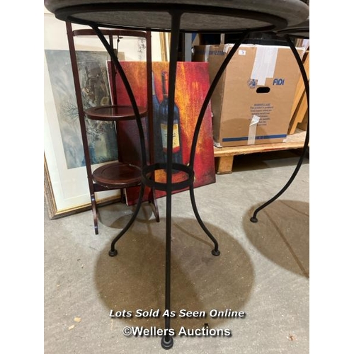 97 - Granite topped table on metal base, 73cm (h) x 50cm (w) / Container no.  BM000508