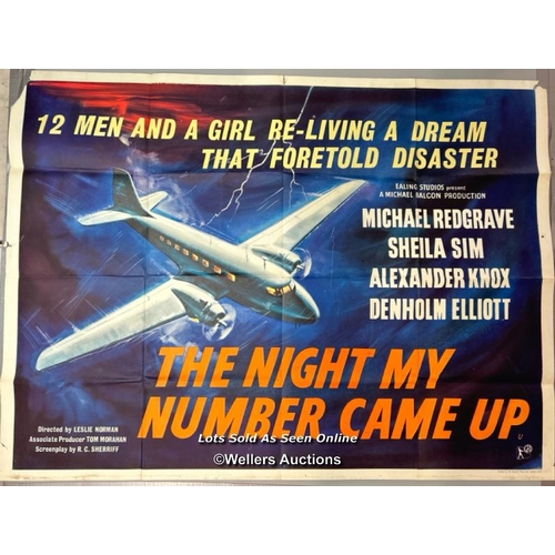 281 - The Night My Number Came Up (1955) starring Michael Redgrave and Denholm Elliott, Two UK Quad film p... 